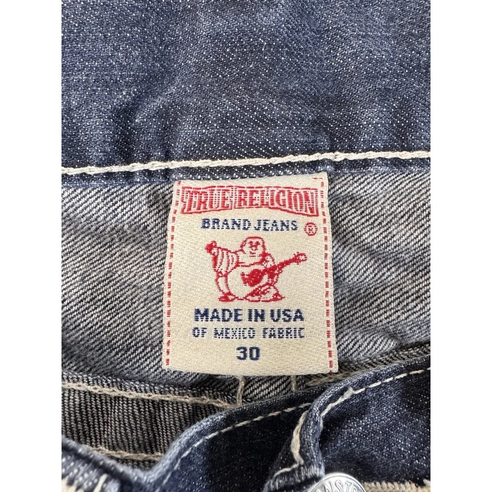 True Religion Mens Straight Leg Jeans Sz 30 (Fits 34x31) Made In USA Vintage EUC